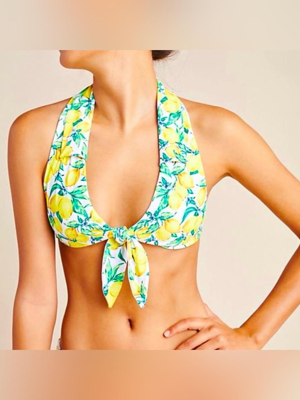 Onia x We Wore What Lemons All Over Salerno Swimsuit Bikini Top Floral Small